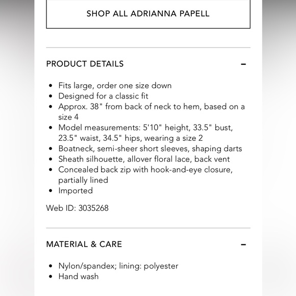 NWT Adrianna Papell Rosa Lace Trumpet Dress size 16 - Picture 4 of 8